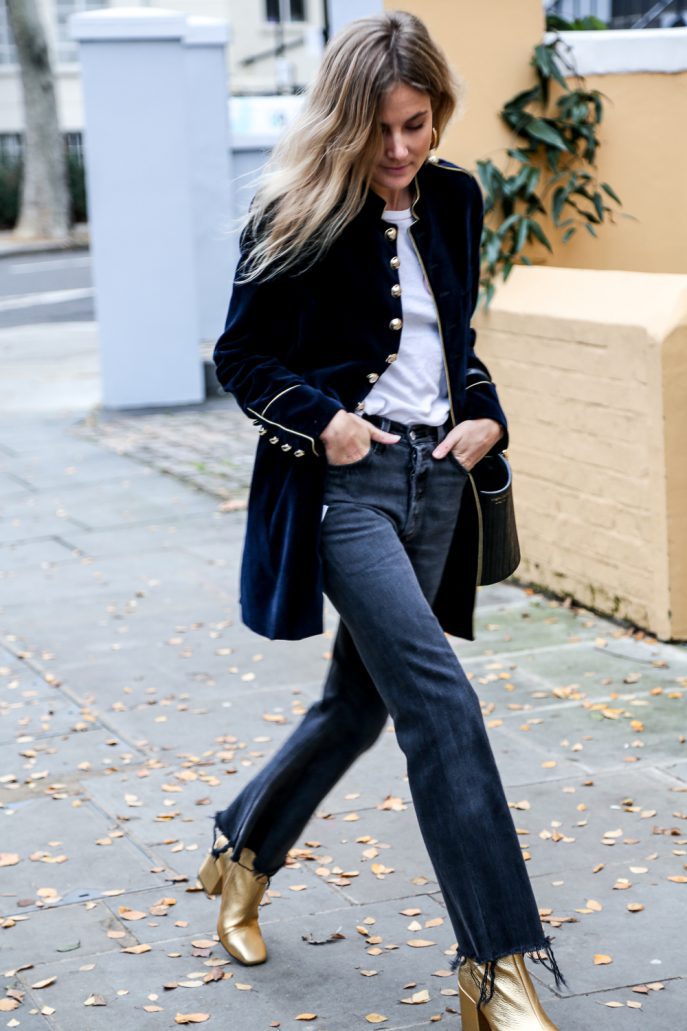 Dobrila | Manteau vintage en velours pour femme avec boutons dorés, élégant et intemporel pour l'automne/hiver