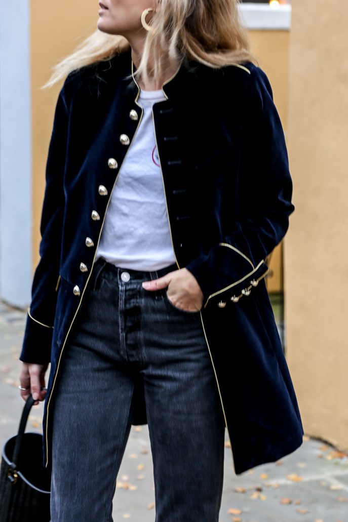 Dobrila | Manteau vintage en velours pour femme avec boutons dorés, élégant et intemporel pour l'automne/hiver