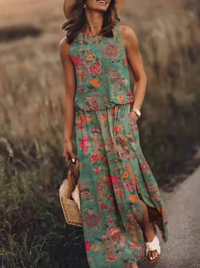 Elyor | Zomerse maxi-jurk voor dames – Elegante mouwloze lange jurk