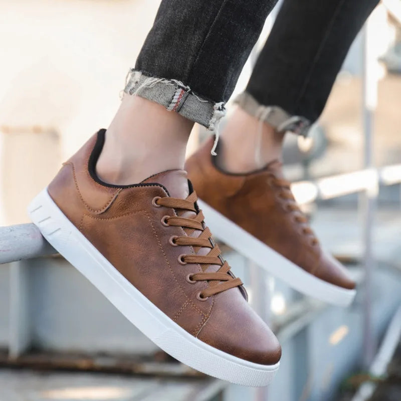 Rovex | Klassieke leren herensneakers – Ademend vetersysteem, comfortabele en duurzame schoenen