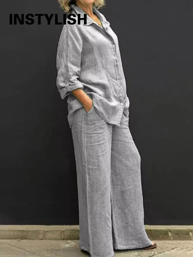 Felyn | Casual linnen set – Vintage zomerse outfit voor dames met losse pasvorm