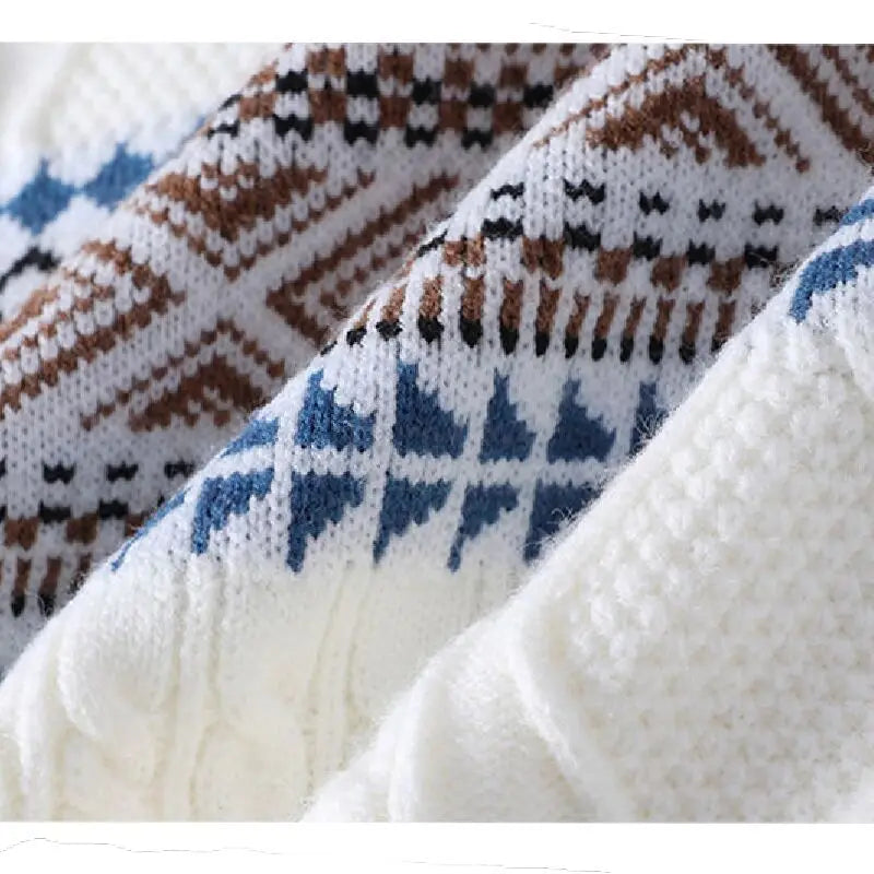 Harkin | Heren trui in tribale stijl – Dikke pullover met jacquard kabelpatroon, casual streetwear