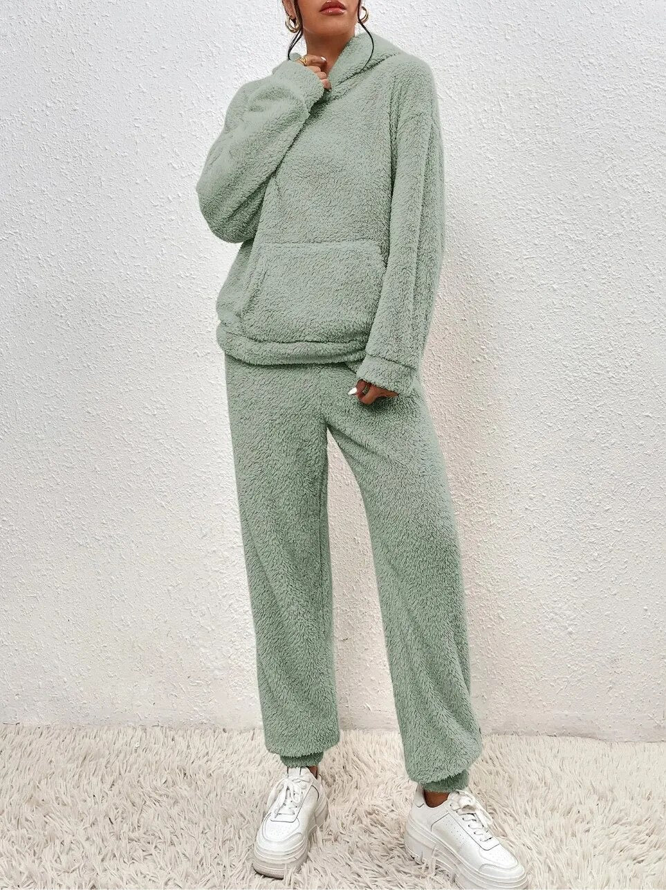 Wyntra | Fleece jumpsuit met capuchon en broek voor dames – Comfortabele loungewear, casual winteroutfit