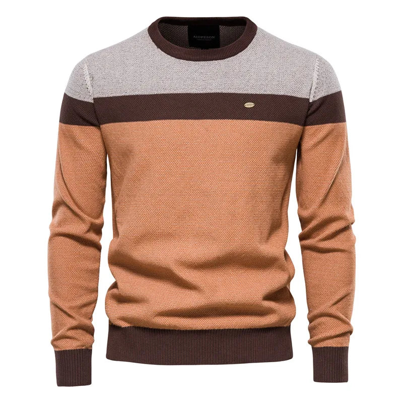 Pryce | Driekleurige trui met ronde hals voor heren – Premium casual gebreide pullover