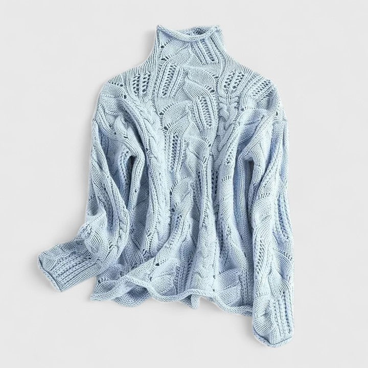 Astriel | Chique kabeltrui voor dames – zachte pullover met hoge hals, comfortabel en stijlvol