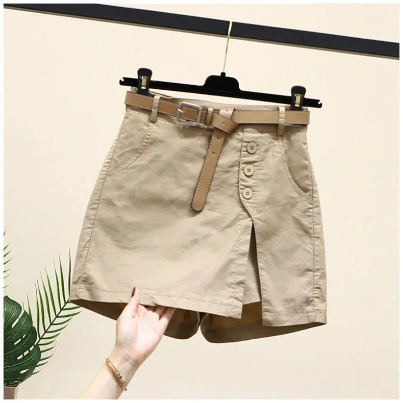 Ryselle | Dames Wickelrok-Short met Knopen en Zakken – Casual Minirok-Short