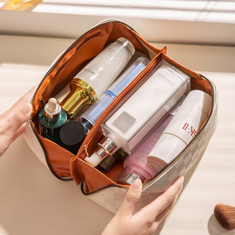 LuxaBag | Trousse de maquillage de luxe à carreaux - organisateur de voyage