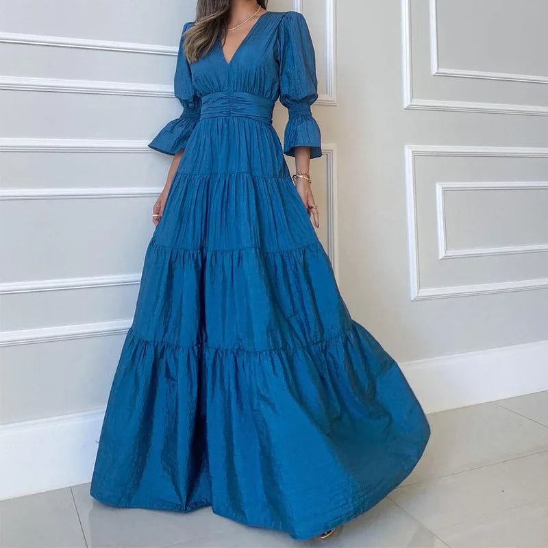 Aivy | cLange, elegante jurk voor dames – Gedrapeerde, zwierige maxi-avondjurk