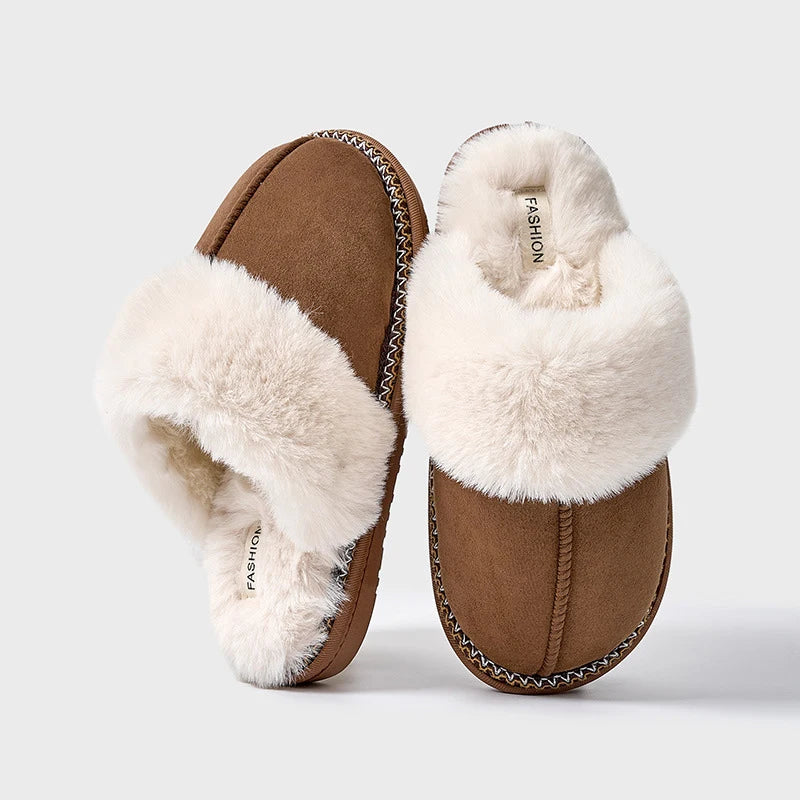Vianelle | Zachte, met bont gevoerde pluche pantoffels voor dames – Comfortabele, warme winterschoenen voor binnenshuis