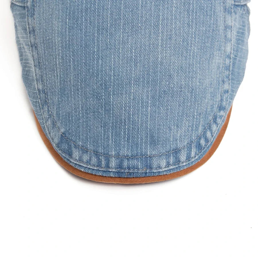 Ryland | Heren denim flatcap – casual newsboy-hoed