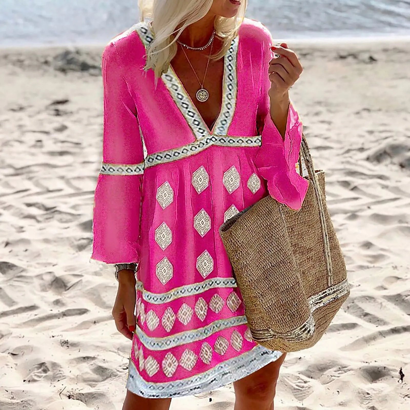 Darima | Zomerjurk voor dames – maxi-jurk met vleermuismouwen, strandjurk, lichtgewicht en elegant