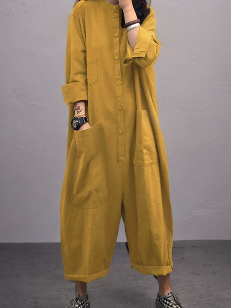 Silke | Dames Jumpsuit Oversized Katoen Linnen Lange Mouwen - Casual en Comfortabel