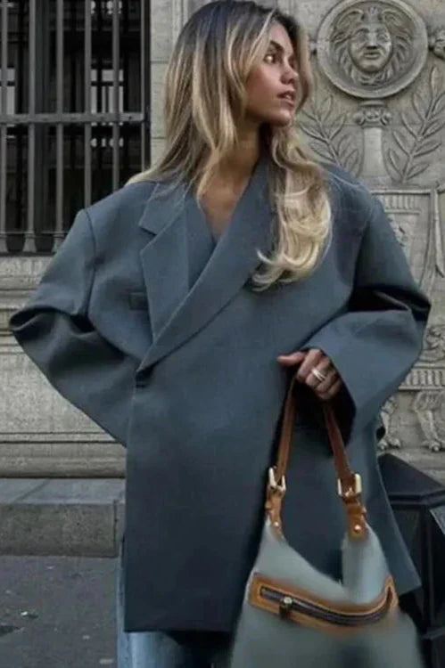 Prescilla | Blazer femme - Coupe décontractée, longueur longue, capuche crantée, style streetwear élégant