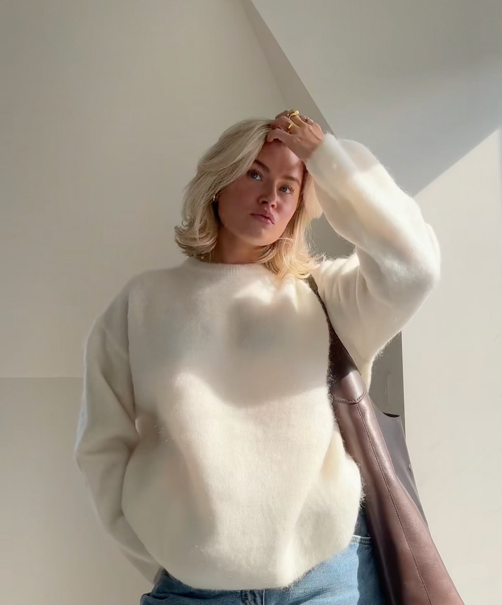 Annemiek | Damen-Mohairpullover – weicher Strickpullover mit Rundhalsausschnitt, warmes und elegantes Oberteil für den Winter
