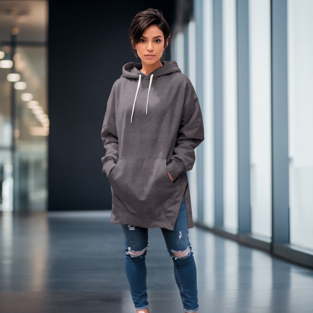Daryssa | Dames Oversized Lange Hoodie Jurk – Hoodie Sweaterjurk