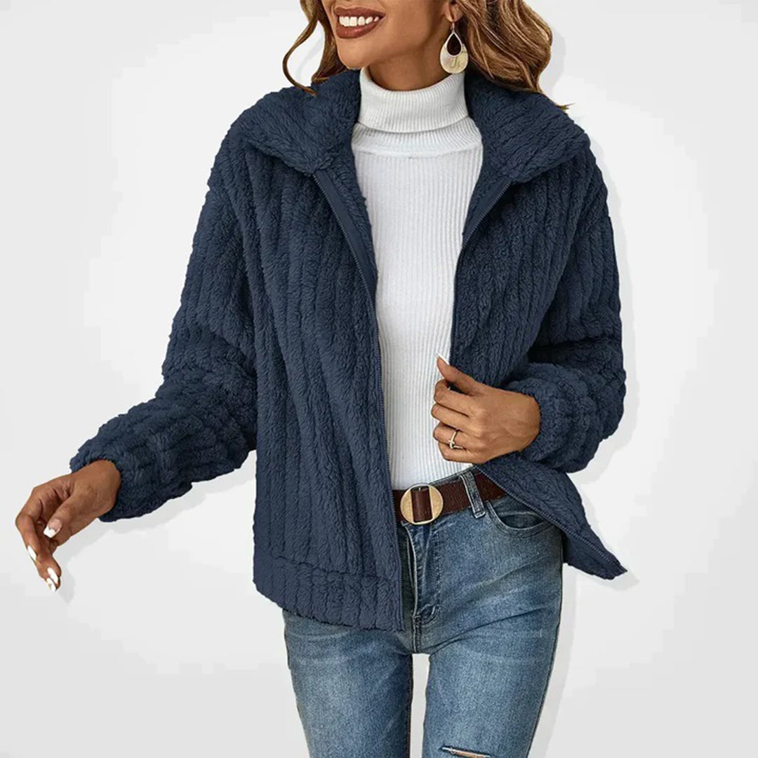 Xylena | Langer Damen-Fleecepullover mit Reißverschluss – Warme, lässige Outdoor-Pulloverjacke