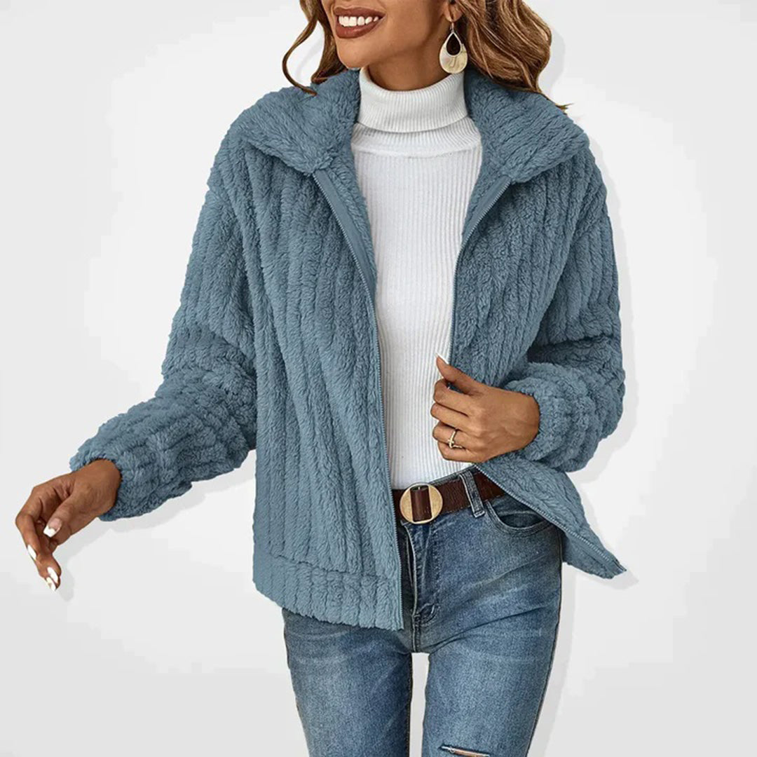 Xylena | Langer Damen-Fleecepullover mit Reißverschluss – Warme, lässige Outdoor-Pulloverjacke