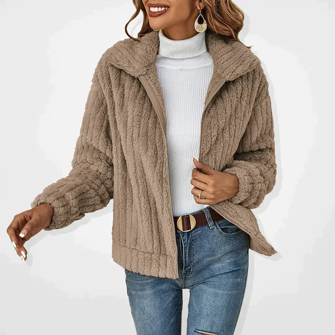 Xylena | Langer Damen-Fleecepullover mit Reißverschluss – Warme, lässige Outdoor-Pulloverjacke
