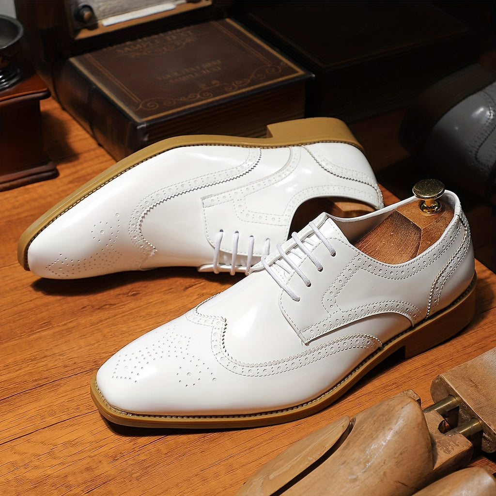Tonford | Chaussures habillées Oxford vintage bicolores pour homme - bout pointu, brogues formelles en cuir