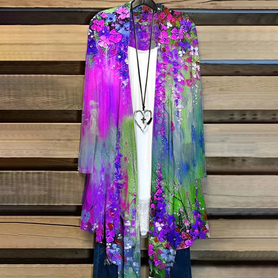 Riella | Kimono bohème en soie pour femme - Veste d'été légère idéale pour la plage, la détente ou les festivals
