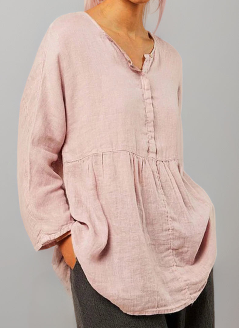 Cressia | A-lijn tuniek top voor dames – comfortabele casual blouse met knoopsluiting