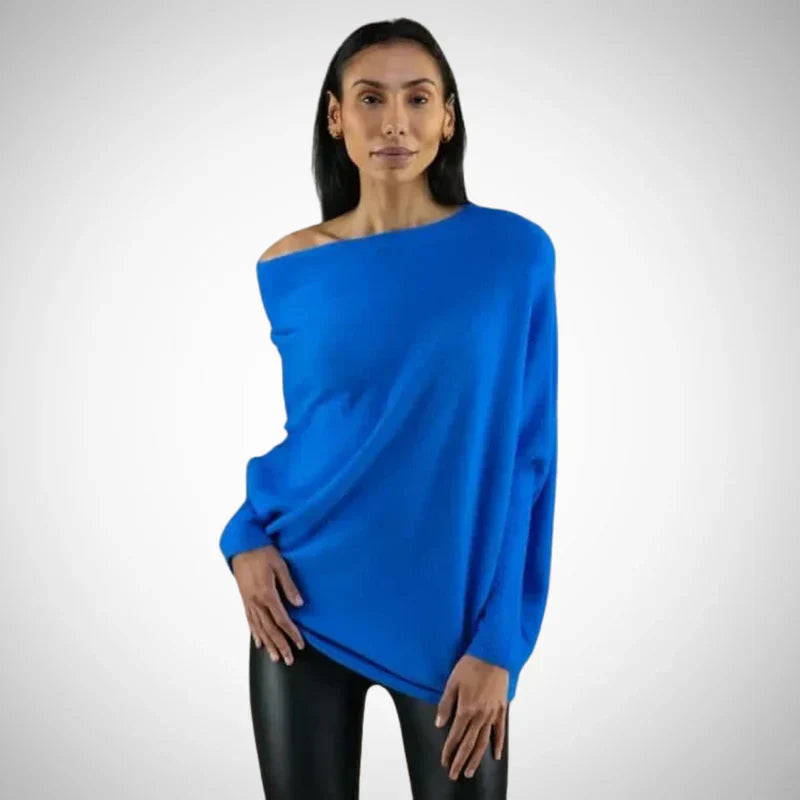 Caelina | Dames modieuze trui – one-shoulder design, stijlvolle gebreide top
