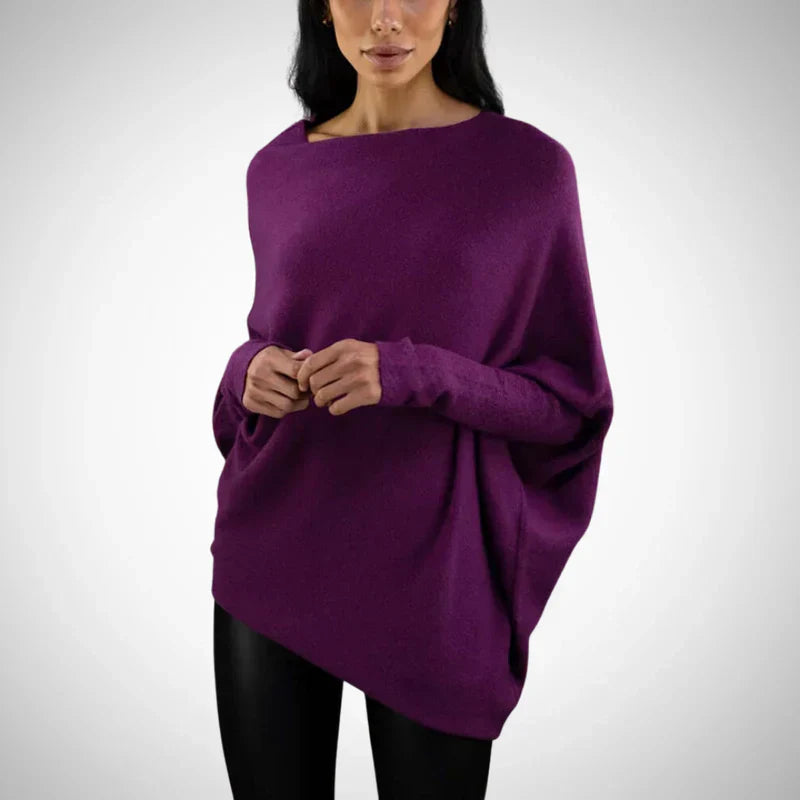 Caelina | Dames modieuze trui – one-shoulder design, stijlvolle gebreide top
