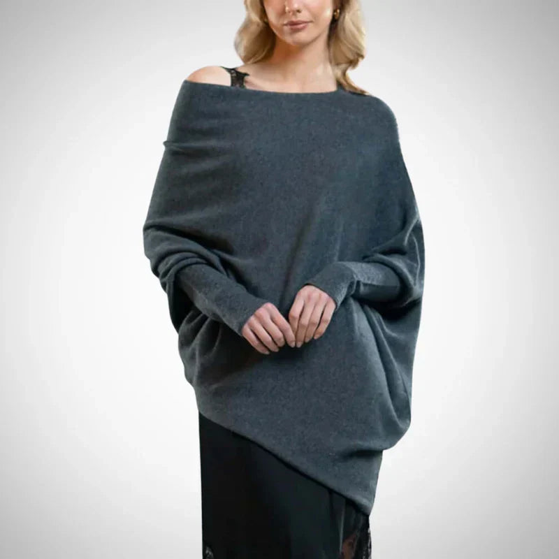 Caelina | Dames modieuze trui – one-shoulder design, stijlvolle gebreide top