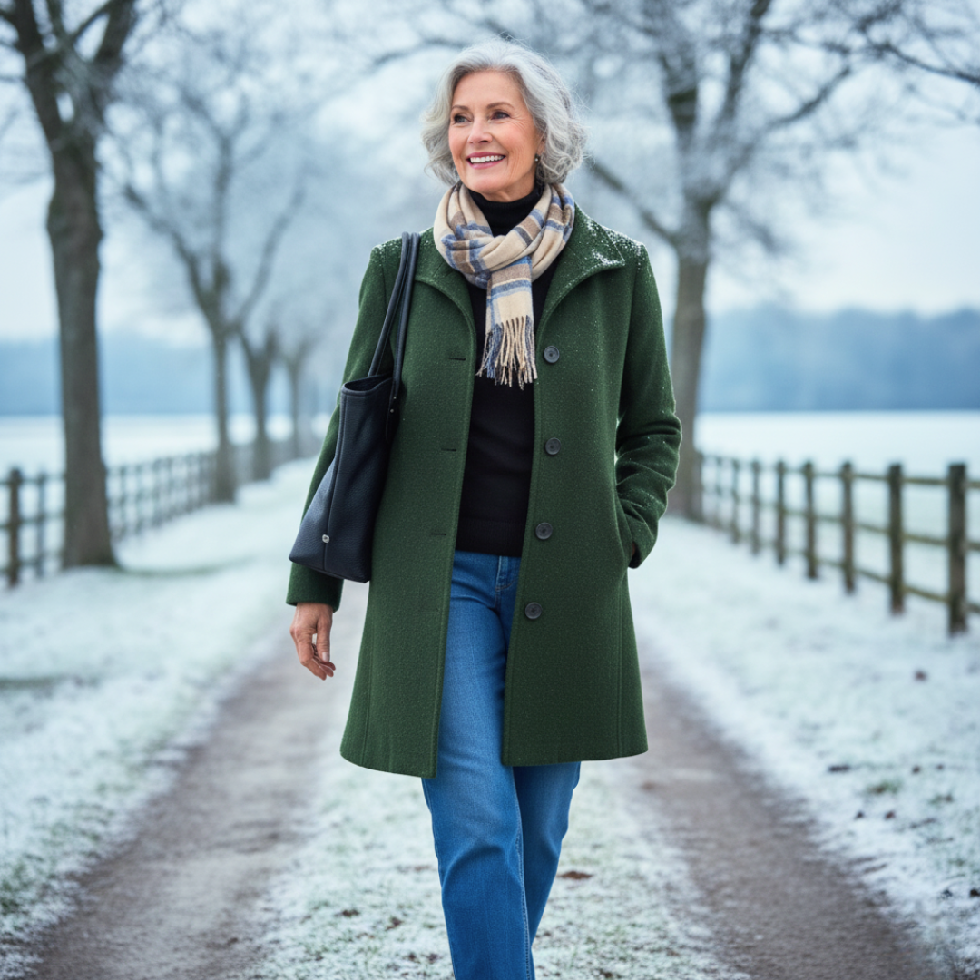Lexina | Elegante, getailleerde jas van wolmix voor dames – Lange klassieke jas voor op kantoor