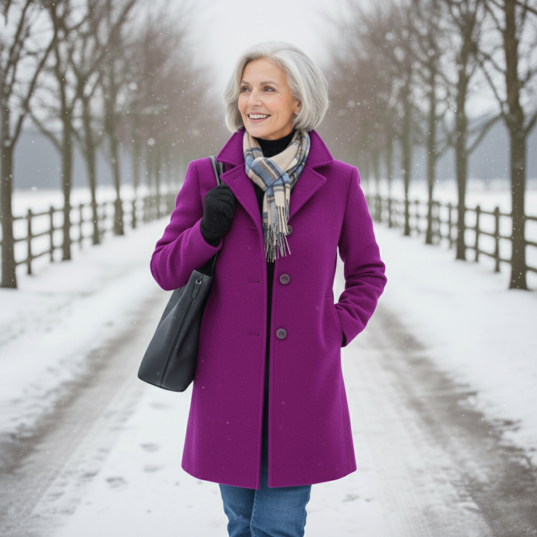 Lexina | Elegante, getailleerde jas van wolmix voor dames – Lange klassieke jas voor op kantoor