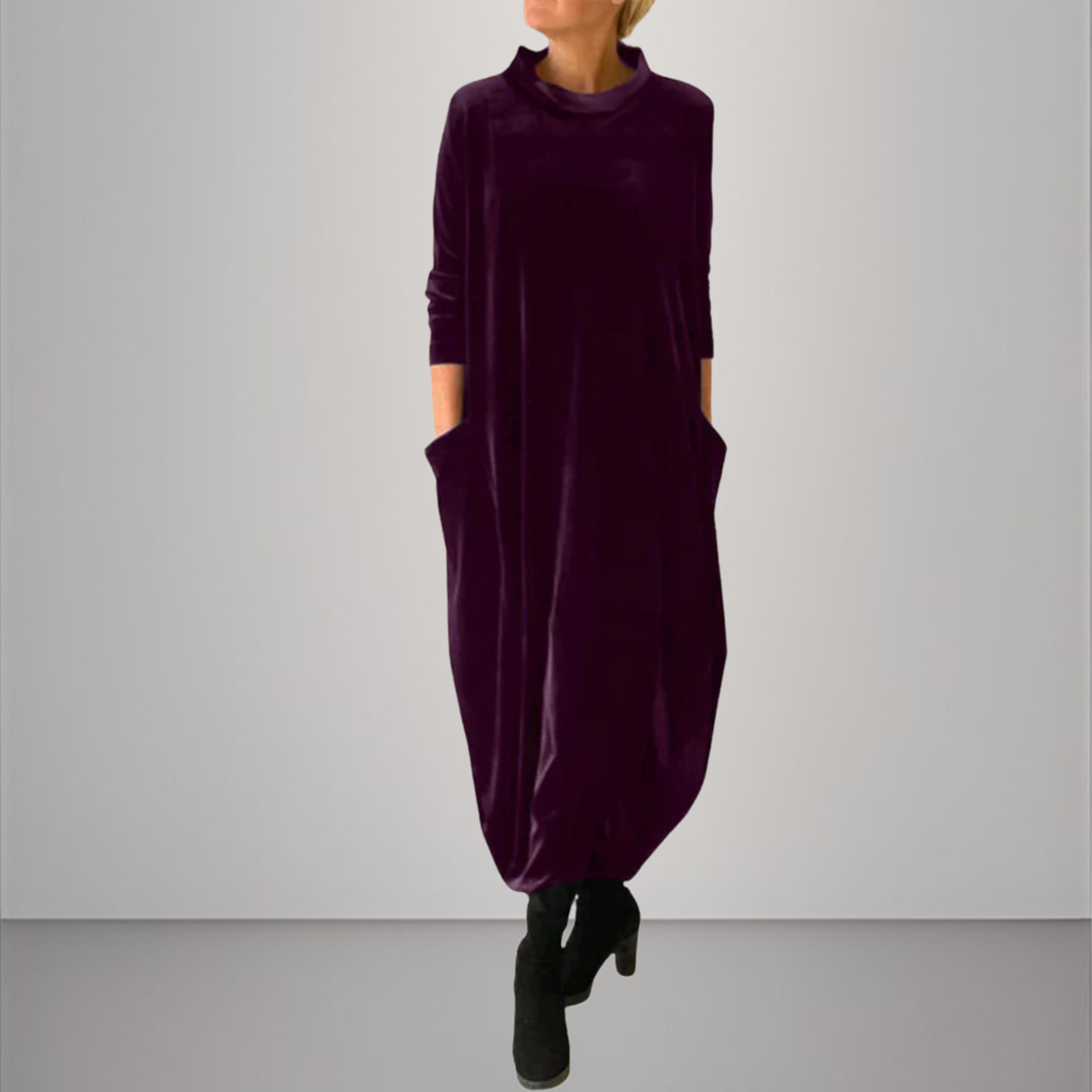 Vesna | Lange mouwen fluwelen maxi-jurk voor dames – Elegante avondjurk, formele feestjurk