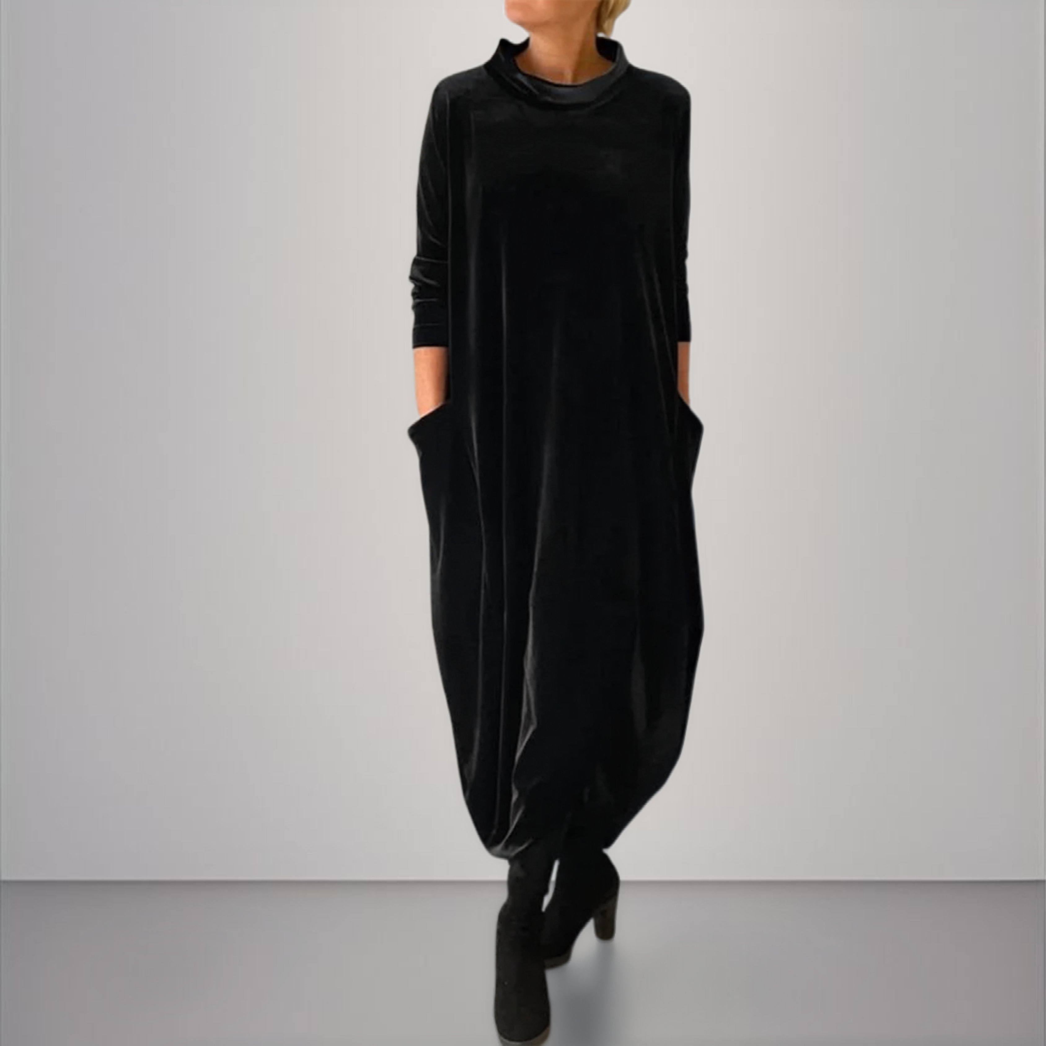 Vesna | Lange mouwen fluwelen maxi-jurk voor dames – Elegante avondjurk, formele feestjurk