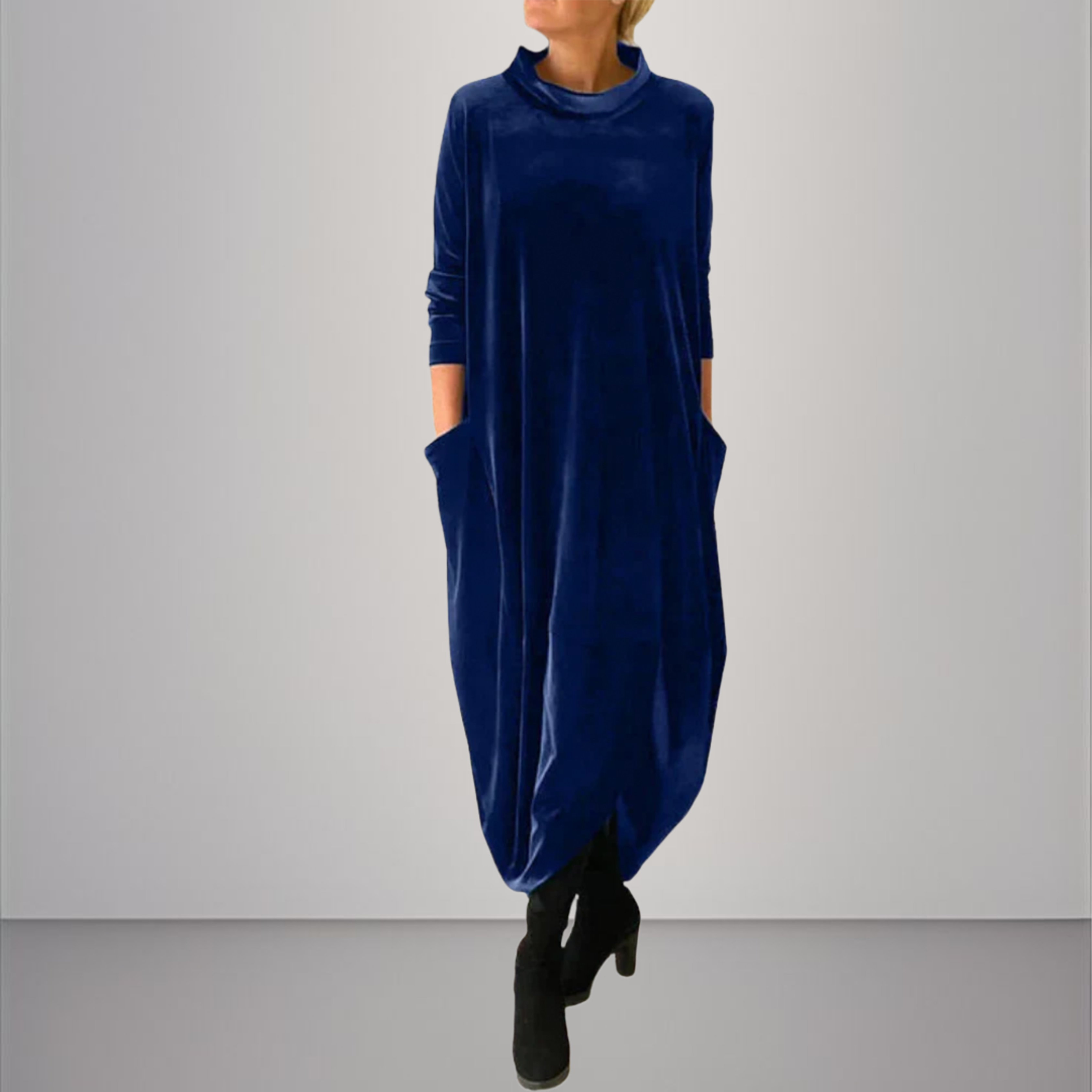 Vesna | Lange mouwen fluwelen maxi-jurk voor dames – Elegante avondjurk, formele feestjurk