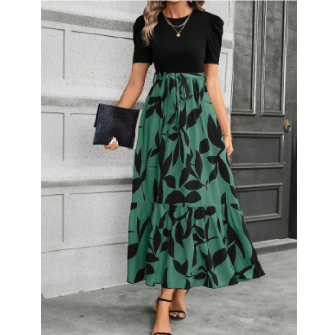 Letitia | Maxi jurk met pofmouwen en rok met bloemenprint - Boho Elegante Lange Jurk