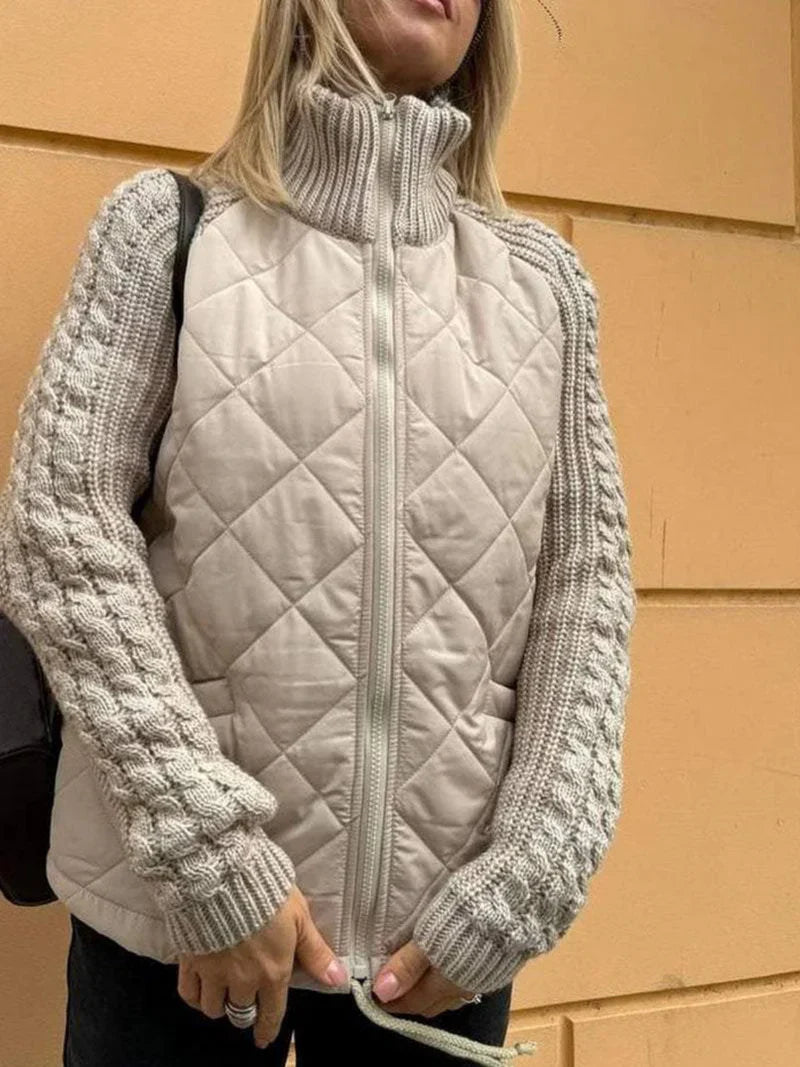 Myrivelle | Damen-Steppjacke – Strickjacke mit langen Ärmeln, Stehkragen, leichter, warmer Wintermantel