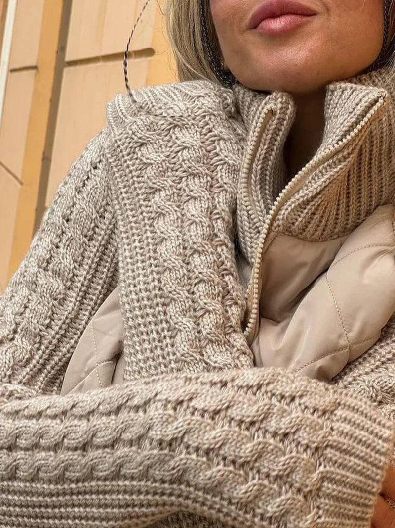 Myrivelle | Damen-Steppjacke – Strickjacke mit langen Ärmeln, Stehkragen, leichter, warmer Wintermantel