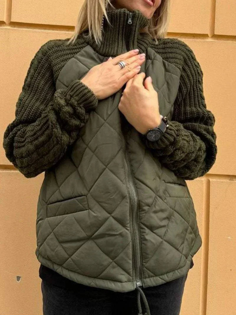 Myrivelle | Doudoune femme – Manches longues en maille, col montant, manteau d'hiver léger et chaud