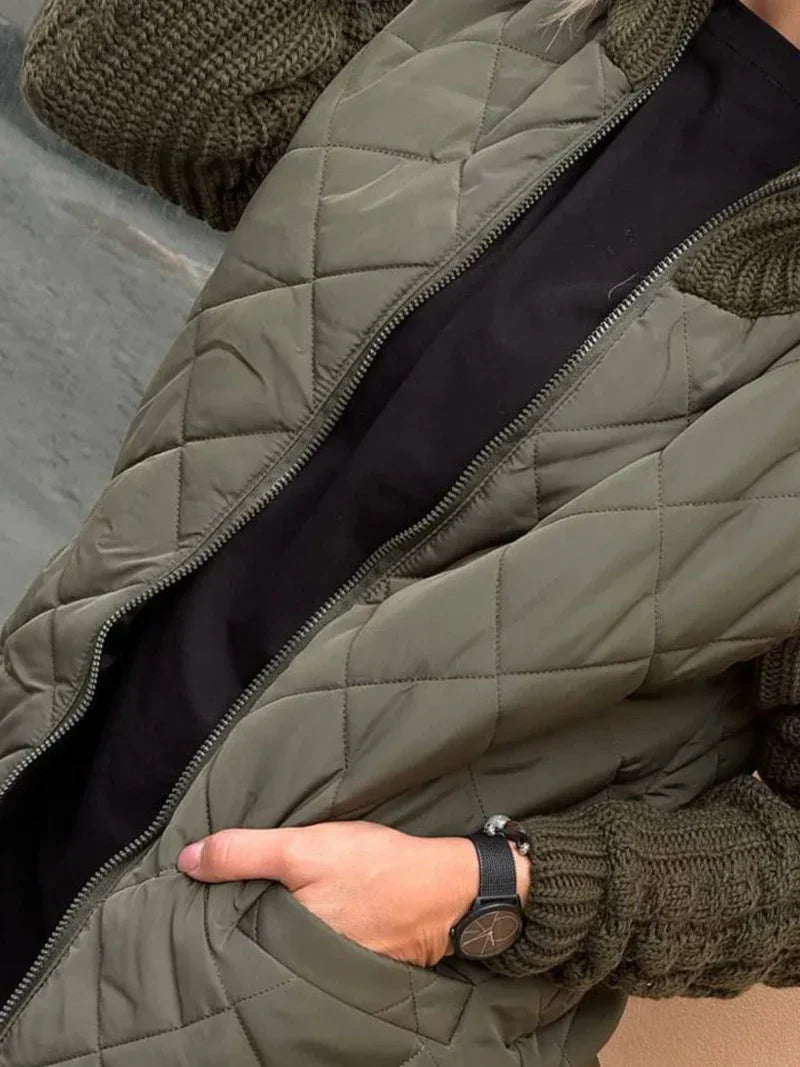 Myrivelle | Damen-Steppjacke – Strickjacke mit langen Ärmeln, Stehkragen, leichter, warmer Wintermantel