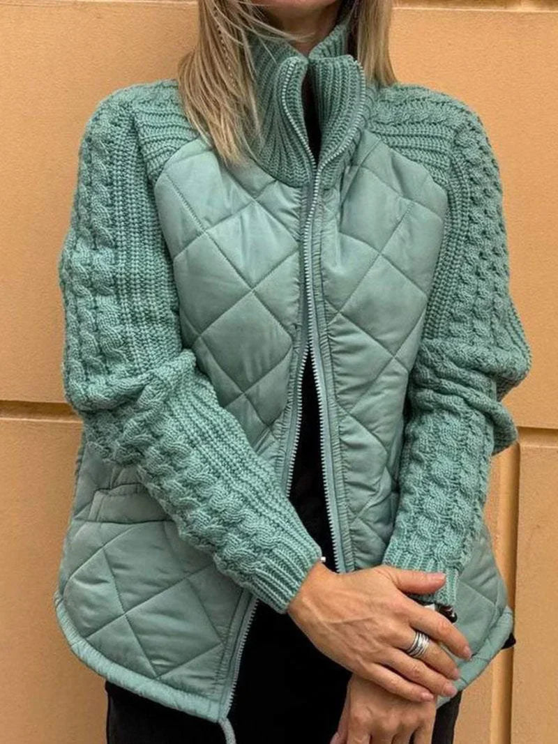Myrivelle | Doudoune femme – Manches longues en maille, col montant, manteau d'hiver léger et chaud
