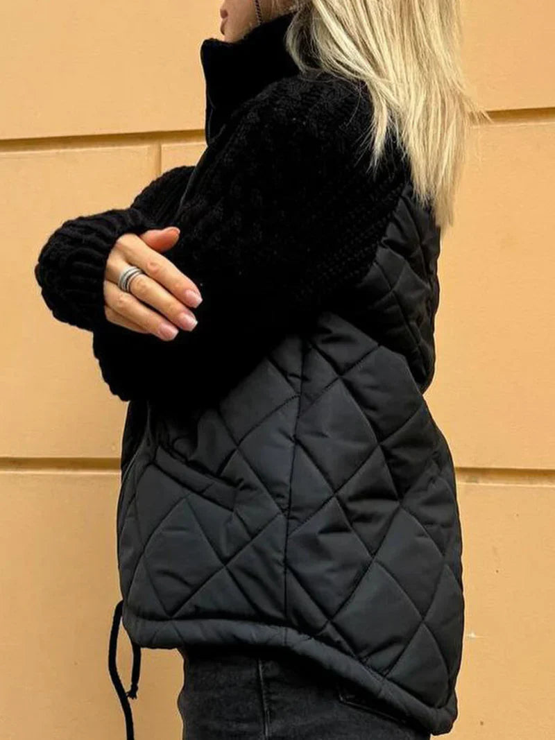 Myrivelle | Damen-Steppjacke – Strickjacke mit langen Ärmeln, Stehkragen, leichter, warmer Wintermantel