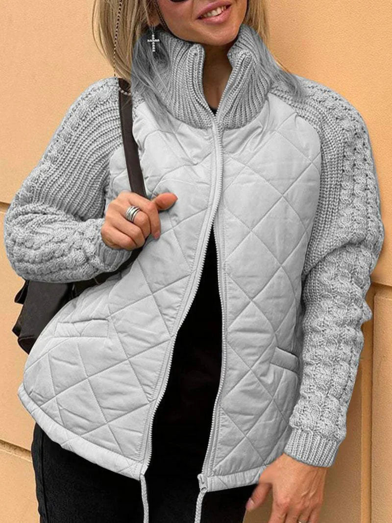 Myrivelle | Doudoune femme – Manches longues en maille, col montant, manteau d'hiver léger et chaud