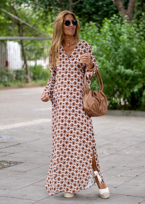 Texina | Boho maxi-jurk voor dames – lange mouwen, relaxte zomerse pasvorm