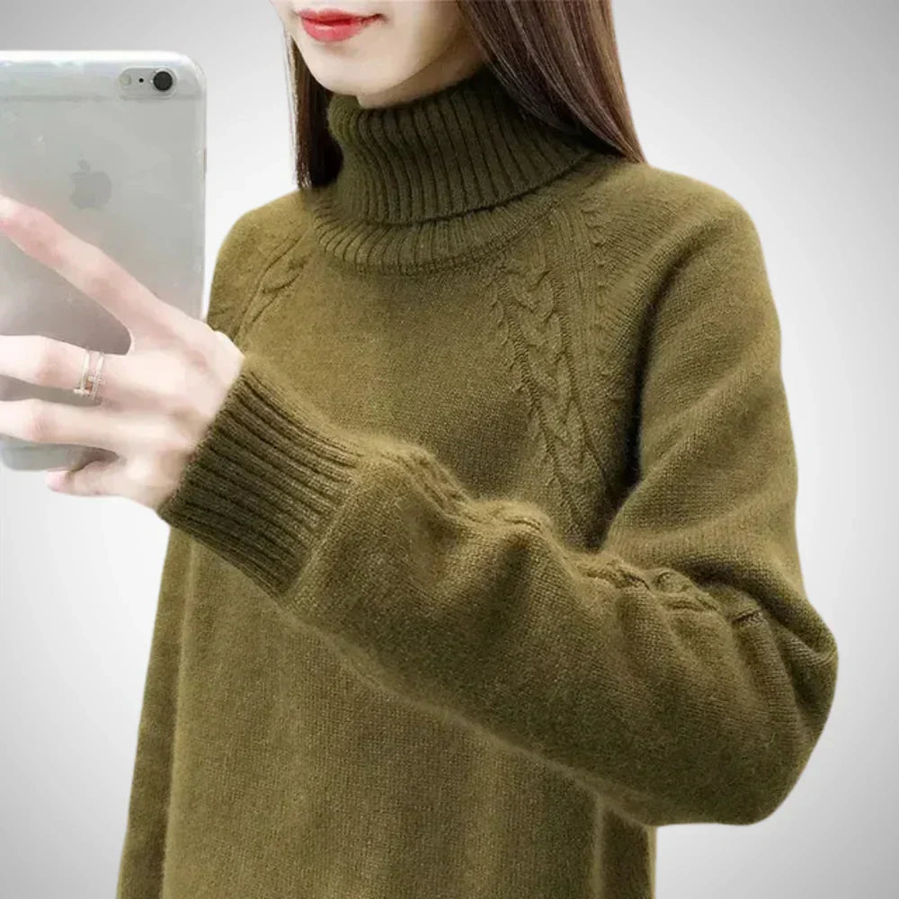 Hyvessa | Warme coltrui voor dames – Comfortabele gebreide trui voor herfst en winter