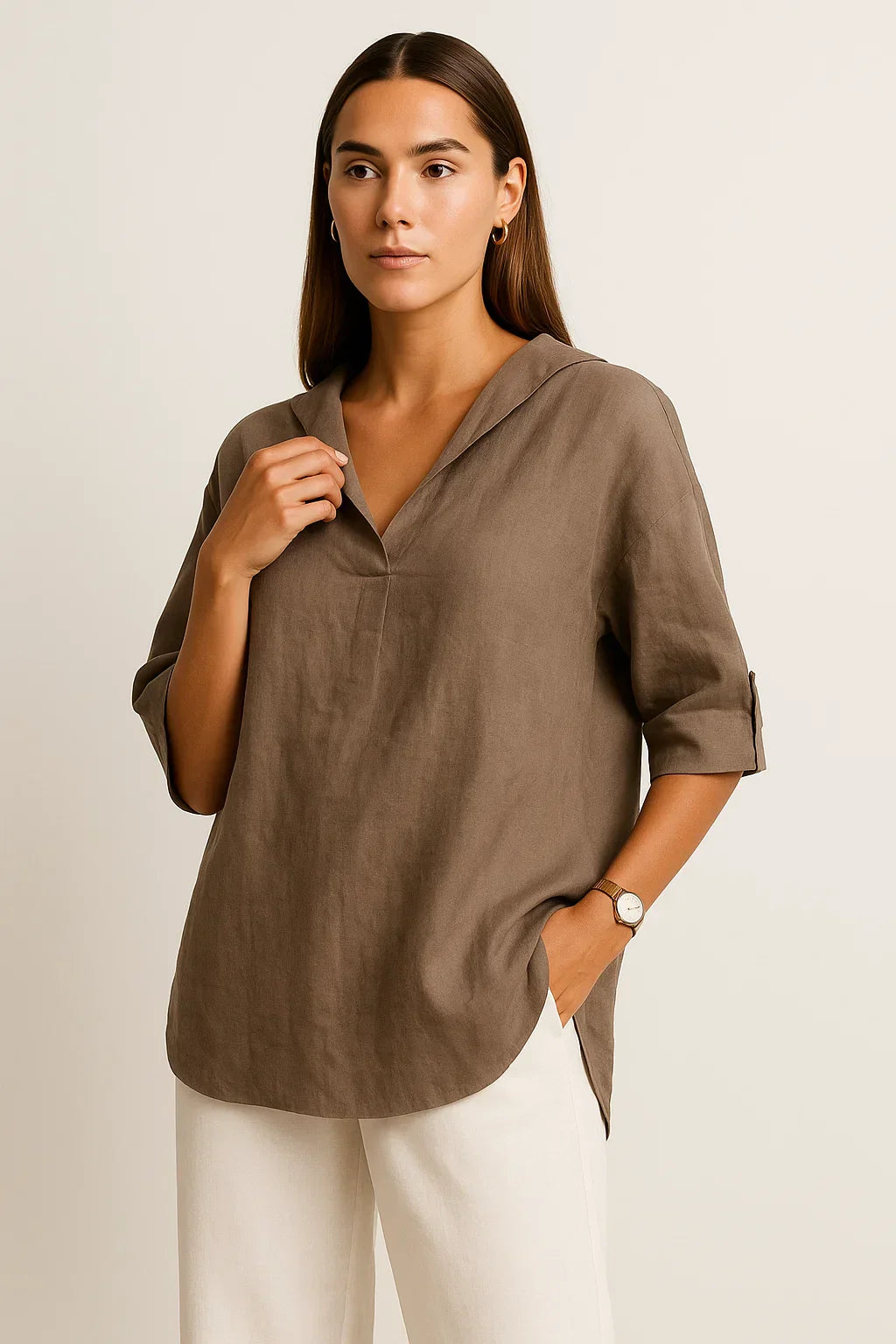 Iradia | Vrouwen V-hals Losjes Blouse - Casual Halflange Mouw Top Lichtgewicht & Ademend