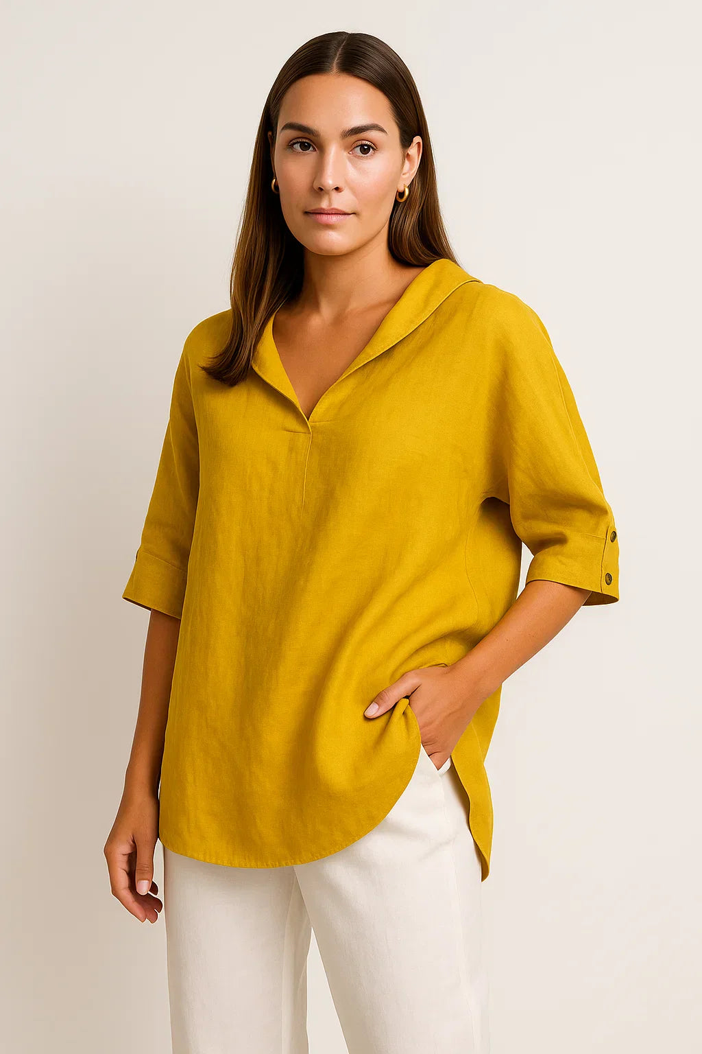 Iradia | Vrouwen V-hals Losjes Blouse - Casual Halflange Mouw Top Lichtgewicht & Ademend