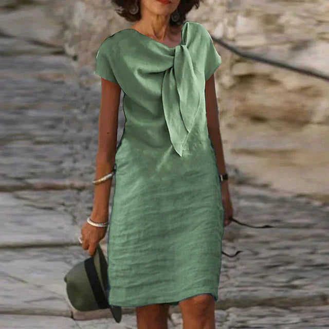 Avra | Smart casual jurk voor dames – Elegante zomerse midi-jurk met korte mouwen