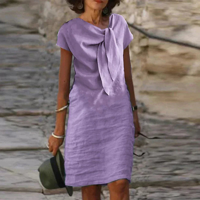Avra | Smart casual jurk voor dames – Elegante zomerse midi-jurk met korte mouwen
