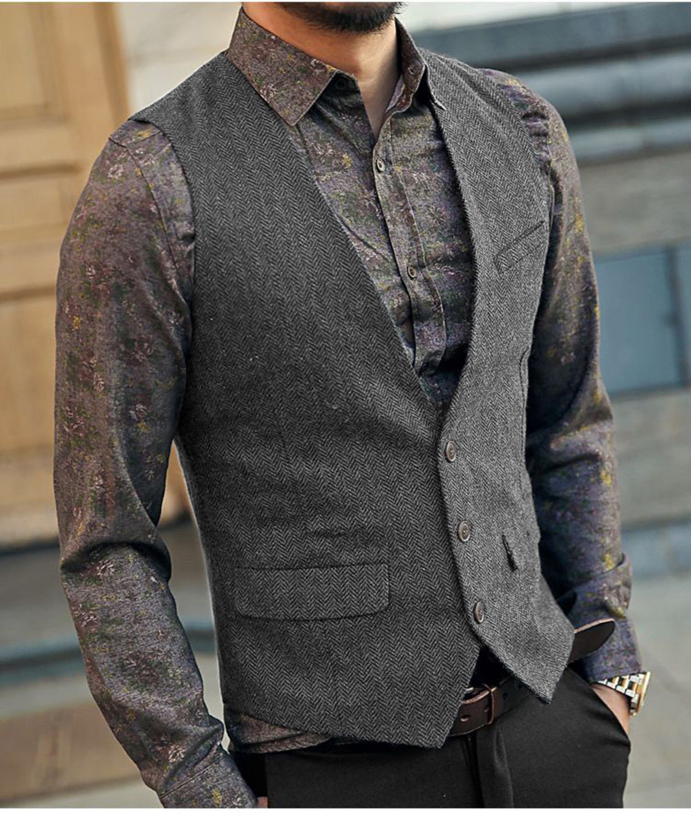 Flavian | Gilet homme à chevrons - Gilet sans manches ajusté, tenue classique et élégante, style business et décontracté