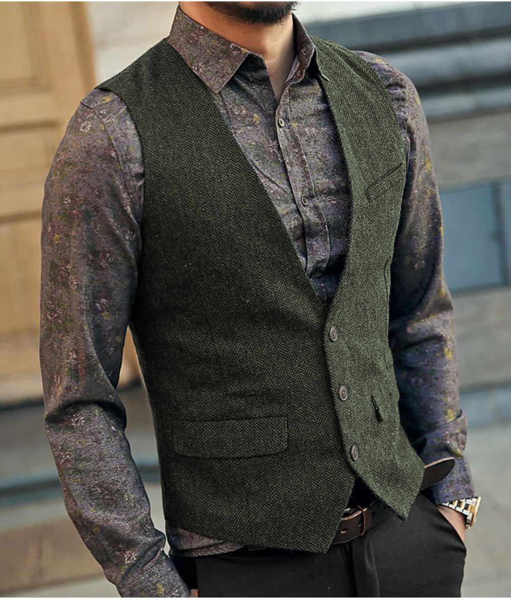 Flavian | Gilet homme à chevrons - Gilet sans manches ajusté, tenue classique et élégante, style business et décontracté