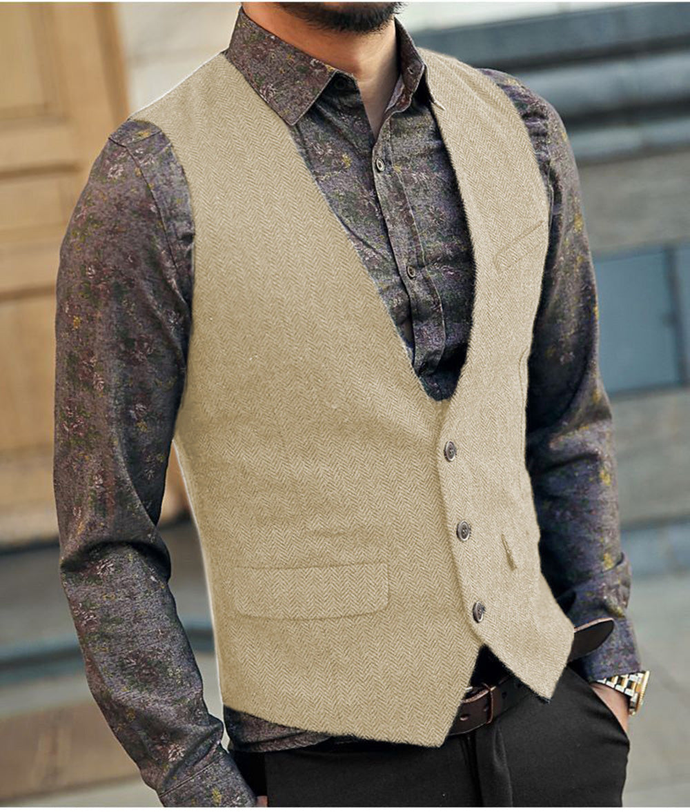 Flavian | Gilet homme à chevrons - Gilet sans manches ajusté, tenue classique et élégante, style business et décontracté